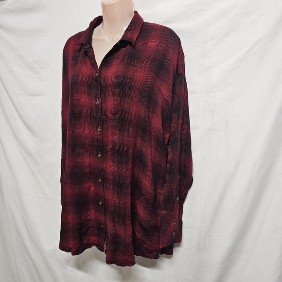 J. Jill Casual Everyday Top tunic Shirt Women Size L Plaid Two Ply - Picture 9 of 11